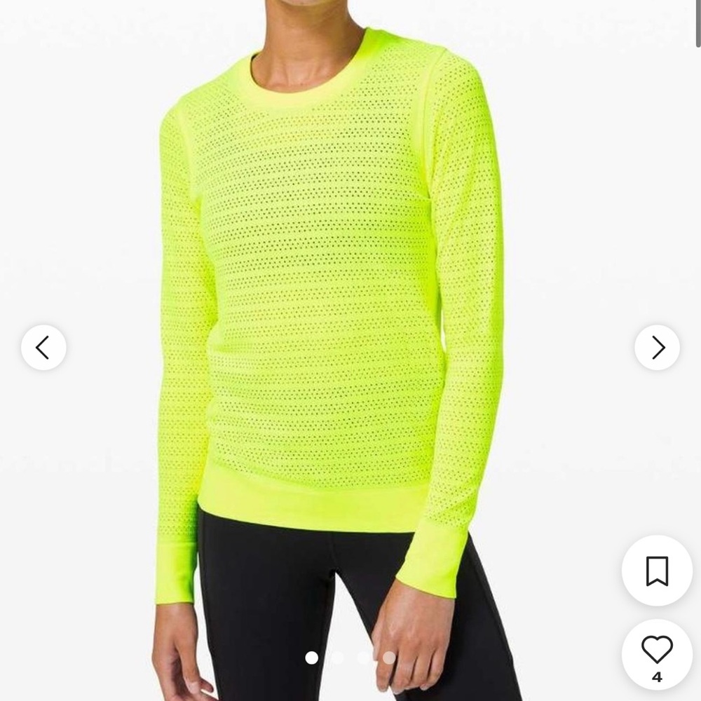Lululemon Neon Yellow Long Sleeve Mesh Active Top
